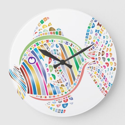 魚カラフルの壁時計 ラージ壁時計 (正面)