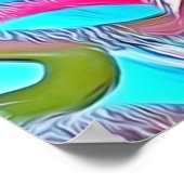 魚カラフルの抽象芸術絵を描ブルーピンク赤グリーン ポスター (角)