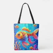 魚カラフルの水族館 トートバッグ (裏面)