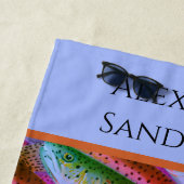 魚カラフルの水色ニジマス模様 ビーチタオル (インサイチュ)