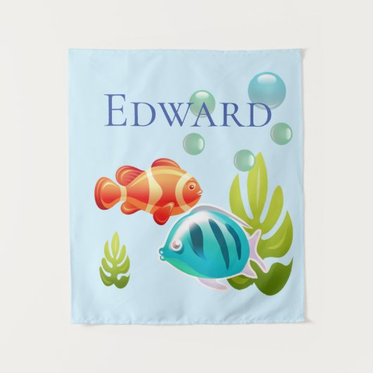 魚カラフルの泡立て タペストリー (正面)