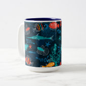 魚カラフルの海 ツートーンマグカップ (正面左)