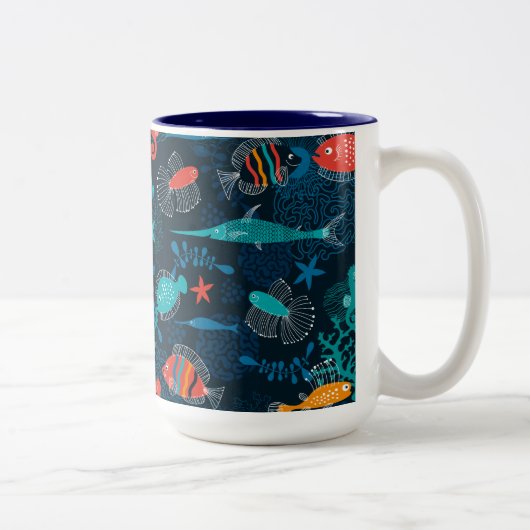 魚カラフルの海 ツートーンマグカップ (右)