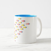 魚カラフルの移動 ツートーンマグカップ (正面右)