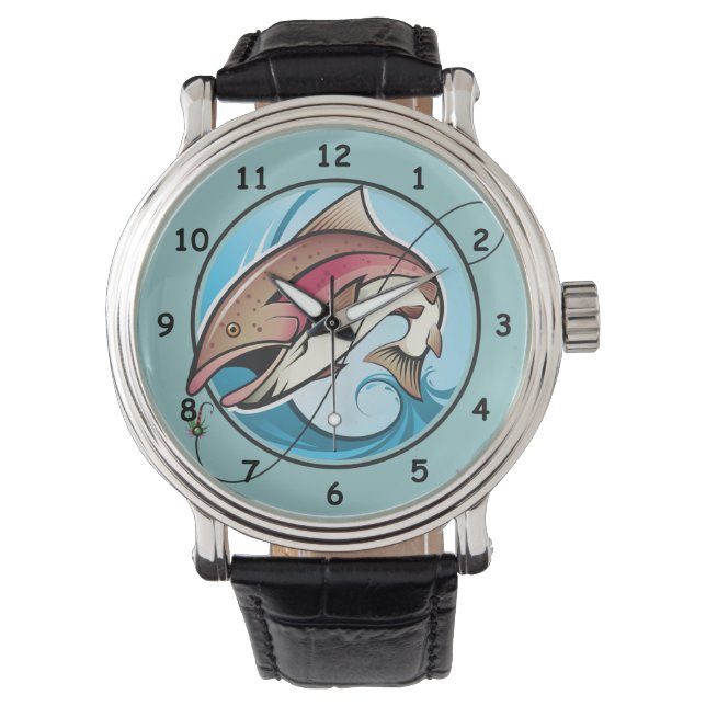 魚カラフルを捕まえる漫画 腕時計 (正面)
