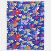魚カラフルアールデコデザイン フリースブランケット (正面)