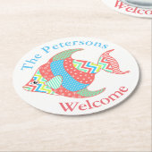 魚カラフルパターン（の模様が）ある紙カスタムコースター ラウンドペーパーコースター (アングル)