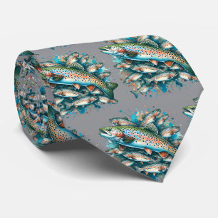魚カラフルプリント ネクタイ