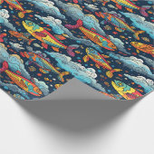 魚カラフル型包み紙 ラッピングペーパー (角)