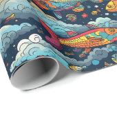 魚カラフル型包み紙 ラッピングペーパー (ロールコーナー)