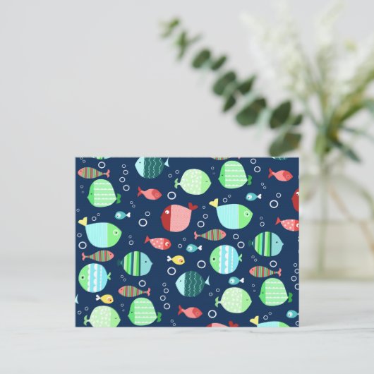 魚カラフル型 ポストカード (スタンド正面)