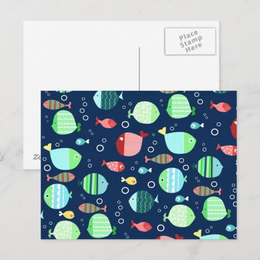 魚カラフル型 ポストカード (正面/裏面)