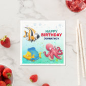 魚カラフル子供の誕生日パーティー スタンダードカクテルナプキン (インサイチュ)