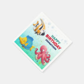 魚カラフル子供の誕生日パーティー スタンダードカクテルナプキン (角)