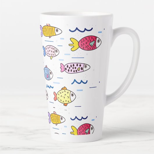 魚カラフル学校 カフェラテマグ (右)