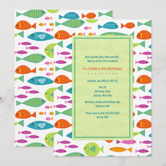 魚カラフル招待状 招待状 (正面/裏面)