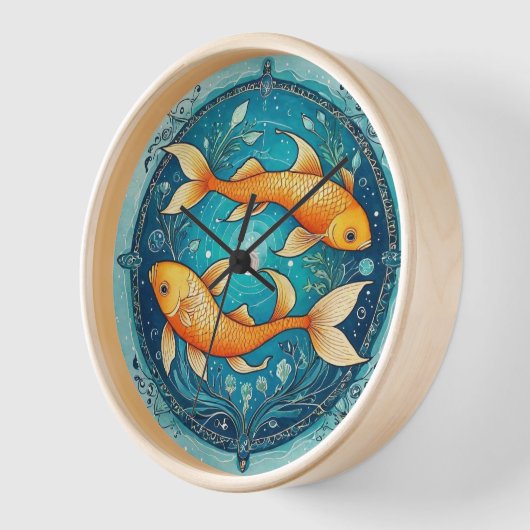 魚カラフル時計 壁時計 (傾斜)