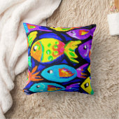 魚カラフル柄アート買今 クッション (ブランケット)