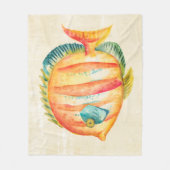 魚カラフル水槽 フリースブランケット (正面)