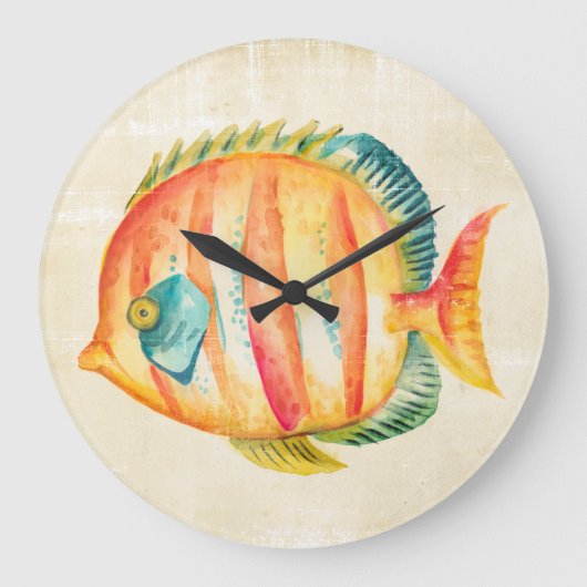 魚カラフル水槽 ラージ壁時計 (正面)