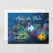 魚カラフル熱帯魚が日付を保存結婚する 案内ポストカード (正面/裏面)