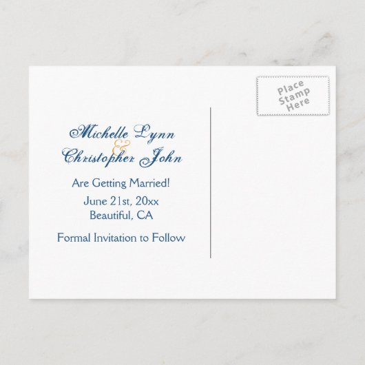 魚カラフル熱帯魚が日付を保存結婚する 案内ポストカード (裏面)