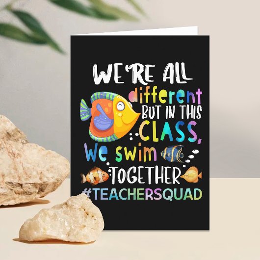 魚カラフル私たちは泳ぐすべて違うの先生 サンキューカード