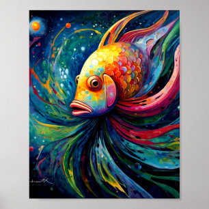 魚カラフル絵を描のポスター ポスター