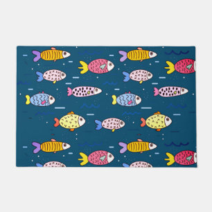 魚カラフル群 ドアマット