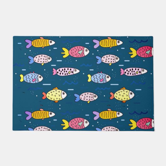 魚カラフル群 ドアマット (正面)