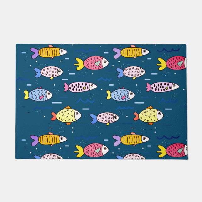 魚カラフル群 ドアマット (正面)