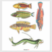 魚カラフル芸術自然海動物 シール (シート)