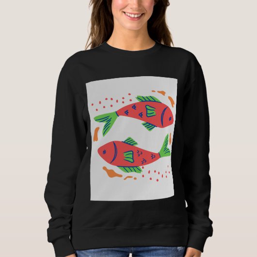 魚カラフル芸術 スウェットシャツ (正面)