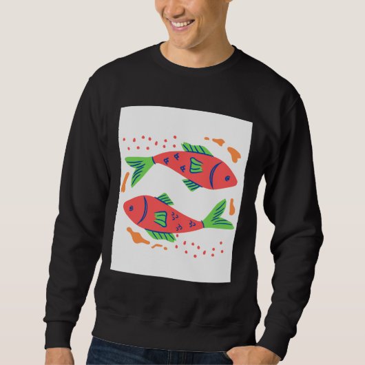 魚カラフル芸術 スウェットシャツ (正面)