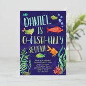 魚カラフル誕生日招待状 招待状 (スタンド正面)