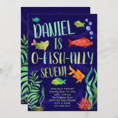 魚カラフル誕生日招待状 招待状 (正面/裏面)