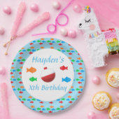 魚カラフル誕生日紙プレート ペーパープレート (パーティー)
