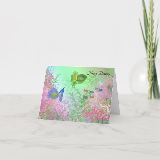 魚カラフル誕生日願い カード (正面)