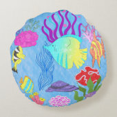 魚カラフル類 ラウンドクッション (裏面)