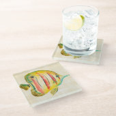 魚カラフル ガラスコースター (アングル)