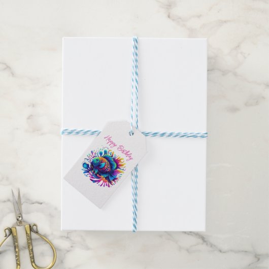 魚カラフル- ギフトタグ (より糸付き)