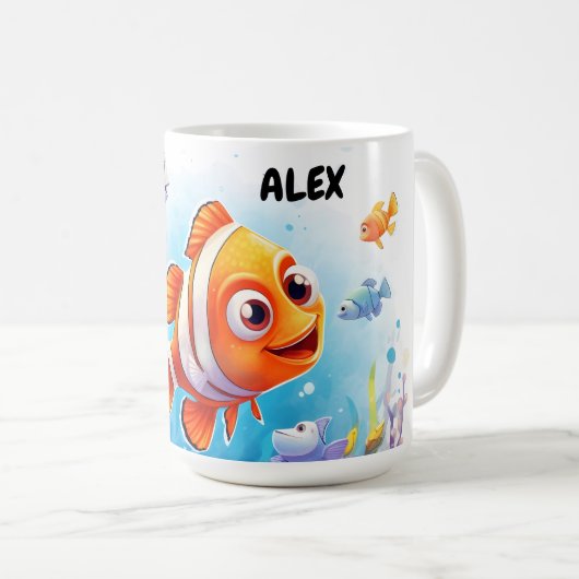 魚カラフル コーヒーマグカップ (正面右)