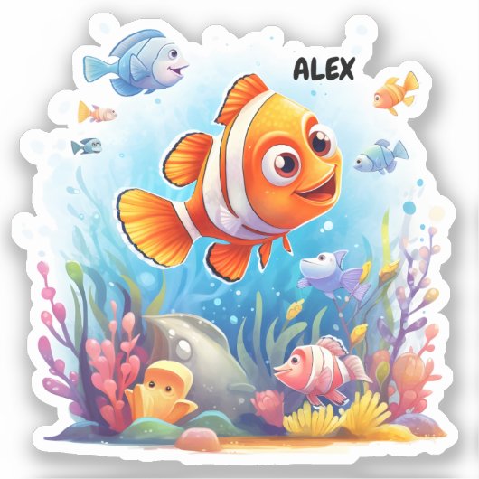 魚カラフル シール (正面)