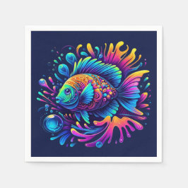魚カラフル スタンダードカクテルナプキン