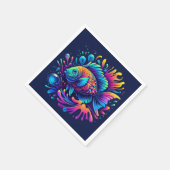 魚カラフル スタンダードカクテルナプキン (角)