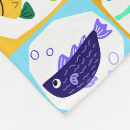 魚カラフル フリースブランケット