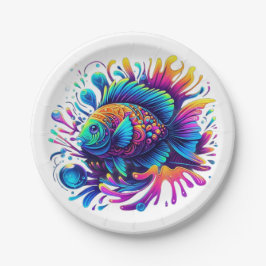 魚カラフル ペーパープレート