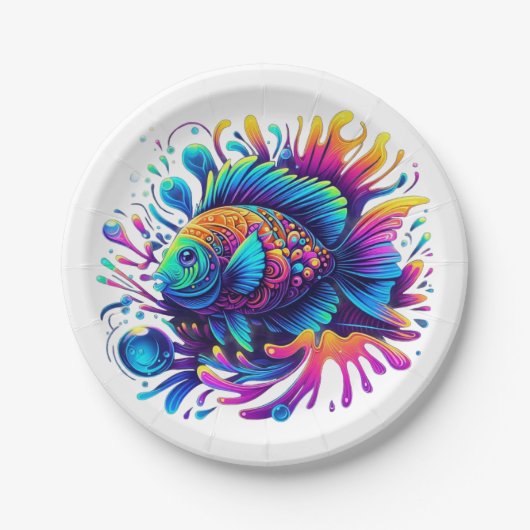 魚カラフル ペーパープレート (正面)