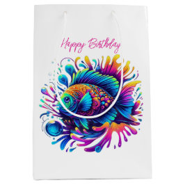 魚カラフル- ミディアムペーパーバッグ