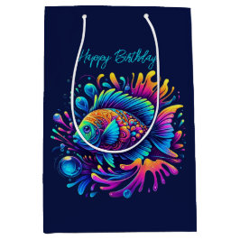 魚カラフル- ミディアムペーパーバッグ